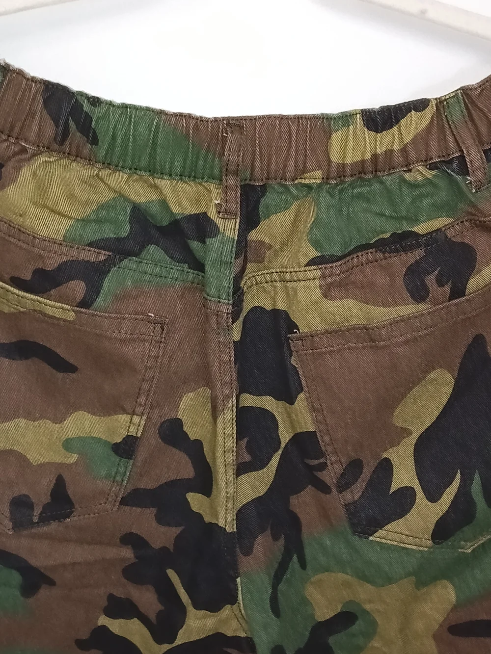 Shein Curve Camo Women's Denim Long Cargo Utility Shorts Jorts 2XL